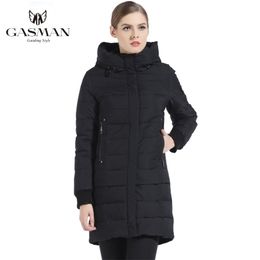 GASMAN Black Women Winter Down Jacket Coat Women Knit Patchwork Brand Hooded Warm Long Parka Female Puffer Thick Jacket1820 201109