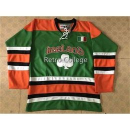 C26 Nik1 TEAM IRELAND LUCKY HOCKEY JERSEY LUCK OF IRISH Mens Embroidery Stitched Customize any number and name Jerseys
