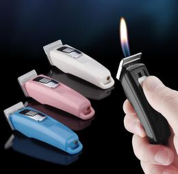 Newest razor Shaped Lighter Inflatable No Gas Metal Cigar Butane Cigarette Flame Lighters Smoking Tool Home Decorative Ornaments