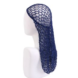 Women Crochet Hair Snood With Elastic Edge Long Hair Net Head Cover Hair Care Nightcap Mesh Pocket Wrap Dreadlock Headwear