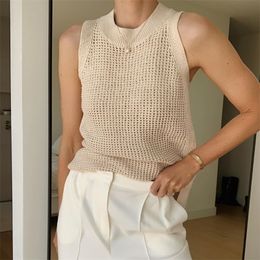 Summer T Shirt Women T-Shirt Woman Clothes Female Tops Sleeveless Tank Women's Tube Top Knit Canale Sexy Y2k Cropped Hollow Out 220318