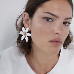 Dangle & Chandelier Amaiyllis Wedding Enamel Plant Earrings For Women Asymmetric Flower Leaf Drop Beach Metal PendientesDangle
