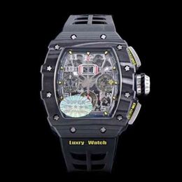 Watches Wristwatch Designer Luxury Mens Mechanics Watch Richa Milles Brand Skeleton Dial Automatic Mechanical Mens Carbon Fibre Black Rubbe