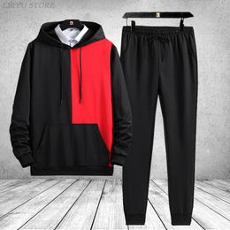 Men's Tracksuits Colour Contrast Hooded Suit Men Training Set Women Tracksuit Autumn Clothing Casual Shirts Printed Man Pants Clothes Coats