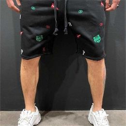 New Mens Pure Cotton Embroider Sweatpants Fitness Workout Shorts Brand Men Shorts Men's Short Trousers Fitness Bodybuilding T200718