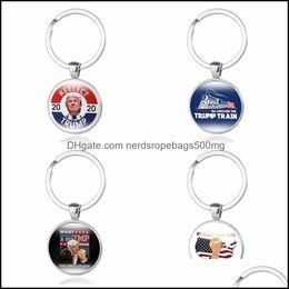 Party Favor Event Supplies Festive Home Garden Reelect Donald Keyring Metal Time Gem Keys Chain Us Flag Pendant Gift Key Buckle Jewelry Fa