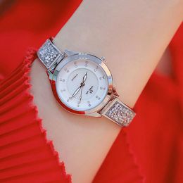 Wristwatches Fashion Luxury Rhinestone Watches Women Stainless Steel Band Quartz Bracelet Watch Ladies Dress Silver Clock RelogioWristwatche