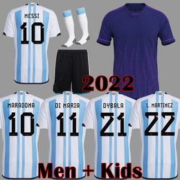 2022 QATAR World Cup Argentina soccer Jersey Fans player version Copa america DI MARIA HIGUAIN DYBALA AGUERO football shirt Men Kids kit sets uniforms