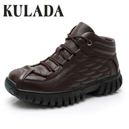 KULADA Hot Super Warm Genuine Leather Winter Shoes Military Fur Boots For Men Shoe Zapatos Hombre 210315