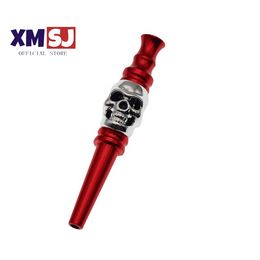 77MM Hookah Mouthpieces Skeleton Head Cigarette Holder Aluminium Cone Shisha Nozzle Apply To Any Narguile Hose Accessories