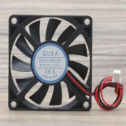 Wholesale fan: GD7010B12H 12V 7010 7CM two-wire ultra-thin silent dual-ball chassis graphics cooling fan