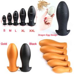 Nxy Anal Toys Soft Egg Type Butt Plugs Huge Plug Beads Silicone Prostate Massager Anus Vagina Dilator Stimulator Sex 220510