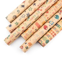 Gift Wrap 3pcs/6pcs Musical Note Kraft Paper Birthday Wrapping DIY Suit Decoration Supplies Cartoon Pattern Papers For HomeGift