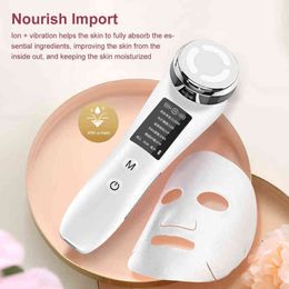 Face Care Devices Steameramazefan 5 in 1 Rf & Ems Radio Mesotherapy Electroporation Facial Beauty Led Photon Rejuvenation Wrinkle Removal Eye 220225