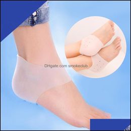 Other Household Sundries Home Garden Sile Rubber Gel Socks Peds Anti Cracking Liner Heel Elastic Sil Moisturizing Foot Skin Care Drop Deli