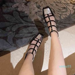 Dress Shoes Designer Luxury fashion thick heel iron head buckle sandals women's square Fashion Sexy niche high heels
