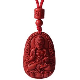 Pendant Necklaces Cinnabar Fortune Buddha Turn Good Luck Varocana Thousand Hand Guanyin Men And Women Necklace PendantPendant