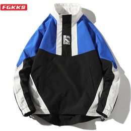 FGKKS Brand Men Jackets Comfortable Hit Colour Mens Fashion Hip Hop Jacket Coats Letter Print Street Sports Male 201105