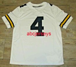 Mit Custom Stitched Michigan Wolverines #4 Away Football Jersey Men Women Youth Football Jersey XS-6XL