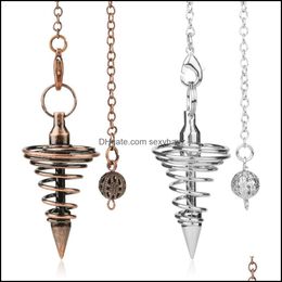 Pendant Necklaces Pendants Jewellery Metal Dowsing Pendum Nce Reiki Cone Shape Charm Gold Red Copper Platinum Rose Plated For Divination