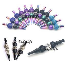 Black Blunt holder with Skull head Rainbow Colour rod hookah mouth tips wholesale hookah Jewellery metal hookah tips