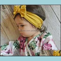 Other Home Textile Textiles Garden Ll Baby Headband Turban Knot Hair Bows Girl Cotton Headbands Toddler Solid Head Wrap In Dhu5S