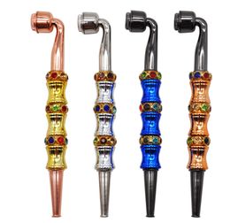 The latest 17.5cm metal pipe bamboo joint zinc alloy small cigarette pot diamond detachable portable, colorful variety of style selection, support custom LOGO