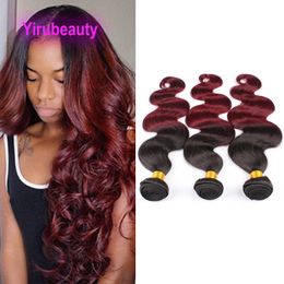 Brazilian Human Virgin Hair Yirubeauty Body Wave 1B 99J Ombre Colour Indian Peruvian Malaysian Double Wefts 10-30inch