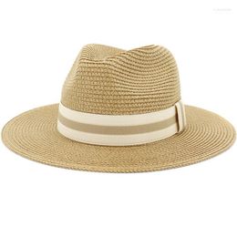 Wide Brim Hats HT3579 Panama Hat Unisex Summer Sun For Women Man Straw Men UV Protection Travel Jazz Cap Floppy Beach Elob22