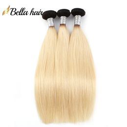 1B/613 Ombre Blonde Body Wave Human Hair Bundles Dark Roots Full Head Virgin Straight Hair Extensions Weft 3PCS/Lot 11A Top Grade