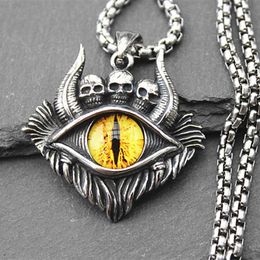 Pendant Necklaces SeuSuk Handmade Personality Retro Domineering Magic Eye Satanic Ghost Necklace Men Women Gothic Jewelry AccessoriesPendant