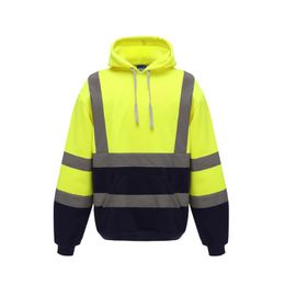 Men's Hoodies & Sweatshirts Men Workwear High Visibility Work Jacket Coat Mens Reflective Safety Sweatshirt Hooded Clothing Winter Jackets