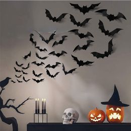 Halloween Party Decoration Bat Stickers 12 Pieces Haunted House Decoration 3D Bat Wall Stickers