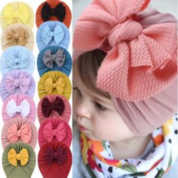 Baby Knotted Caps Newborn Bowknot Indian Hat Princess Turban Girls Soft Foetal Brimless Cap Cotton Head Wraps Kids Bonnet Beanie Hair Accessories