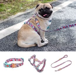 Dog Collars Fashion Designer Print NonEscape Nylon Dog Harness Breakaway Quick Release Pet Harness Vest Walking Lead Adjustable 201101