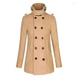 Men's Wool & Blends Classic Design Double Breasted Winter Coat Men Peacoat Autumn Tweed Blend Topcoat Fashion Streetwear Jaket Korean Style T220810
