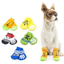 Dog Apparel Chihuahua Thick Protector Anti Slip Set Booties Accessories 4pcs Print Dogs Small Cat Knit Warm Puppy Sport SockDog DogDog