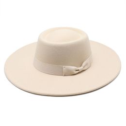 Berets Women's Cap Hats For Men Fedoras Felt Spring Autumn Bowler Hat Fashion Wide Brim Headgear Chapel Beach Wedding Picture Black