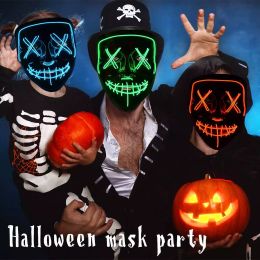 LED Cadılar Bayramı Partisi Masque Masquerade Neon Maskeler Işık ışıltısı Karanlık Korku Parlayan Masker Karışık Renk Maskesi FY9210