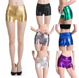 Shiny Metallic Rave Shorts Women Hot Pants Festival Disco Dance Workout Shorts Silver Gold M L XL XXL