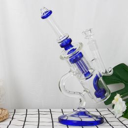 REAMIC Blue Glass Bong Smoking Water Pipes 14.5mm Bowls Height 26cm Handmade Bongs with Accessories