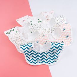 Fashion kid newborn Bibs Burp Cloths saliva towel male female baby 360 degree Feeding Cotton children Baby waterproof large Bib eating bag Flower U type top quality