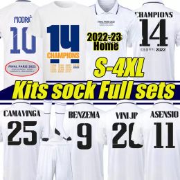 Benzema Finals Soccer Jerseys 21/22/23 Campeões 14 camiseta camisa de futebol Camavinga alaba Hazard Asensio Modric Marcelo Valverde Real Kits Sock Sets Full Sets Full Sets