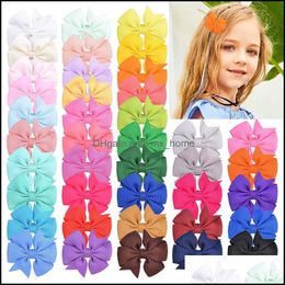 Solid Mini Hair Bows With Clip For Baby Girls Grosgrain Ribbon Boutique Hairpin Barrettes Kids Accessories Drop Delivery 2021 Baby Matern