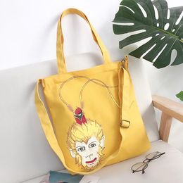 Evening Bags PURFAY Women Big Capacity Canvas Shoulder Tote Package Crossbody Casual Handbag For Girl Bolsos Printing The Monkey