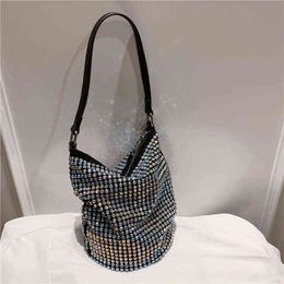 Bag Handbags2021new Fashion Spring Western Style Ladies High Quality Luxury Portable Rhinestone Bag Net Red Messenger Bucket Bag G220422