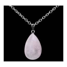 Pendant Necklaces Chain Necklace Shape Natural For Women Turquoise Water Drop Quartz Stone Hjewelry Delivery Jewellery Pendants Dhwsc