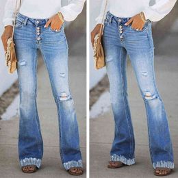 micro tubes Canada - Women's Jeans Spring and summer micro trumpet jeans tassel straight tube hole trendsetter