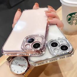 Luxury designer Phone Cases For iPhone 15 14 plus 13 12 11 Pro MAX Diamond Glitter Transparent Soft Silicone Quality Flash Clear Shockproof Cover