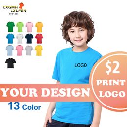 Cotton Round Neck Short Sleeve Tshirts Youth Girls Boys Unisex T shirt Customised Print Your Own Design Picture Street Tops Tee 220616